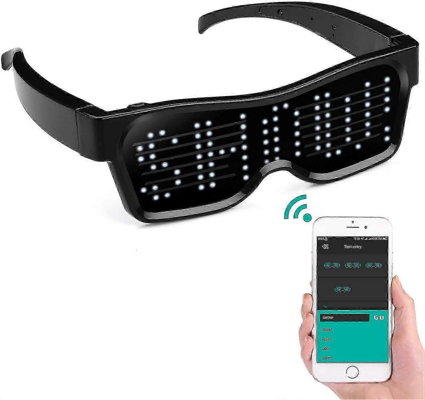Led Glasses Bluetooth App Connected Led Display Smart Glasses Diy Funky Eyeglasses a