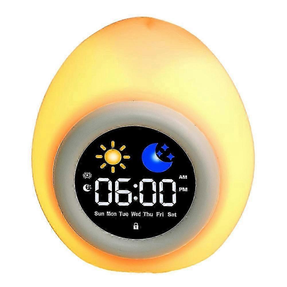 Alarm Clock for Kids Toddlers, Cute Touch Night Light with 6 White Noise Sound Machine, Ok to Wake C
