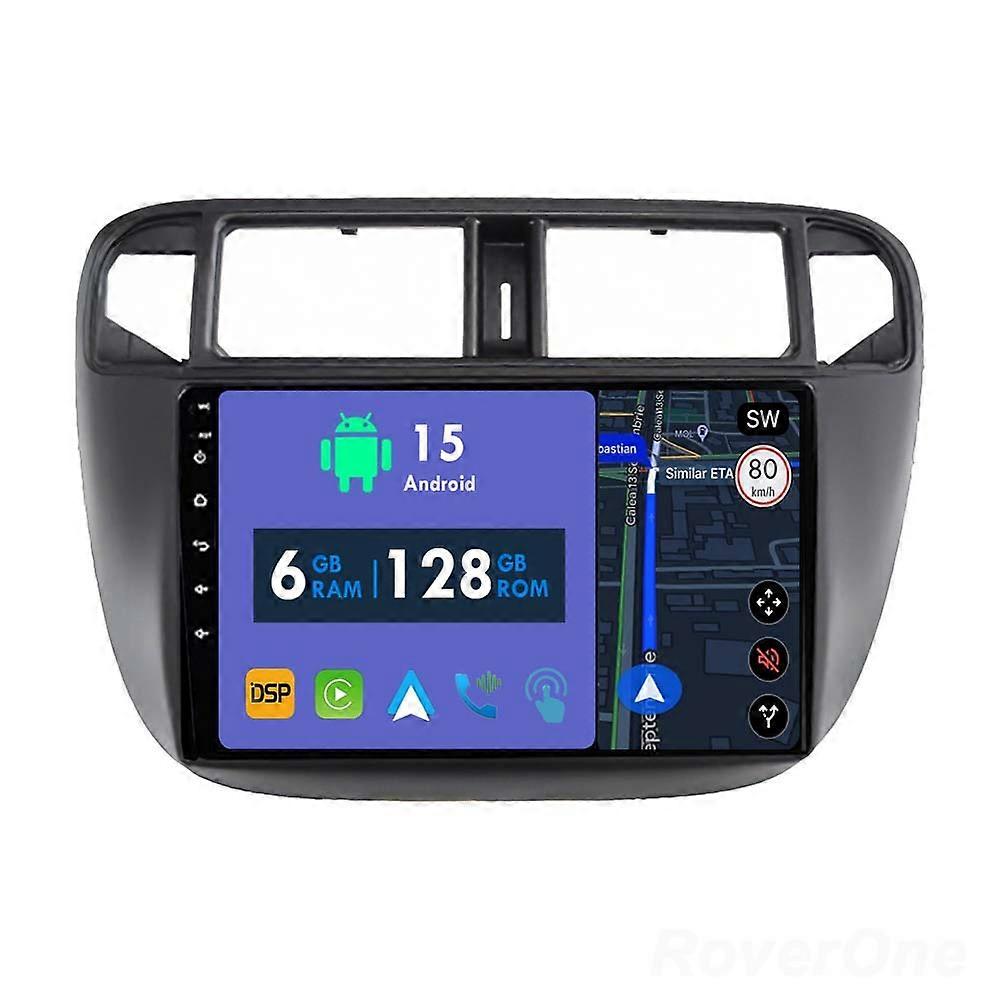 Car Radio 6G+128G CarPlay GPS Navigation Head Unit for Honda Civic 1995 - 2001 Android Auto Bluetooth Stereo Touch Screen