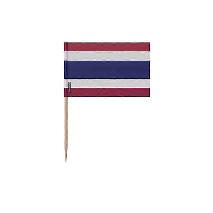 Thailand Flag Toothpicks - 6.5 cm - 100 pieces - Adhesive plastic - Bamboo stick - Pixelforma