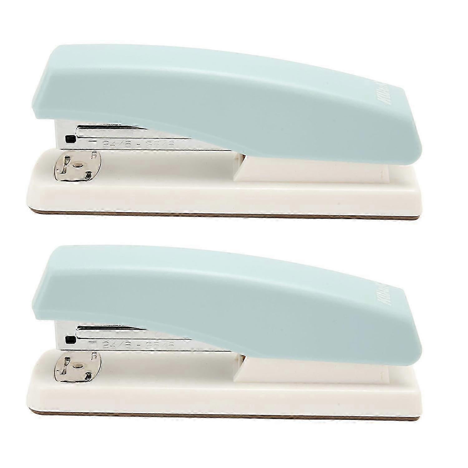 2PCS Office Stapler Prevent Slip Portable Stable Durable Ergonomic School Stapler for Students Blue
