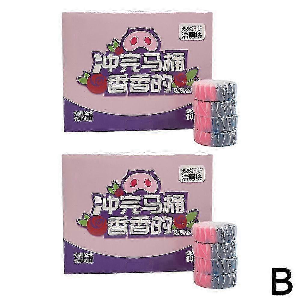 Rose double effect toilet cleaning block cleaning agent double color deodorant