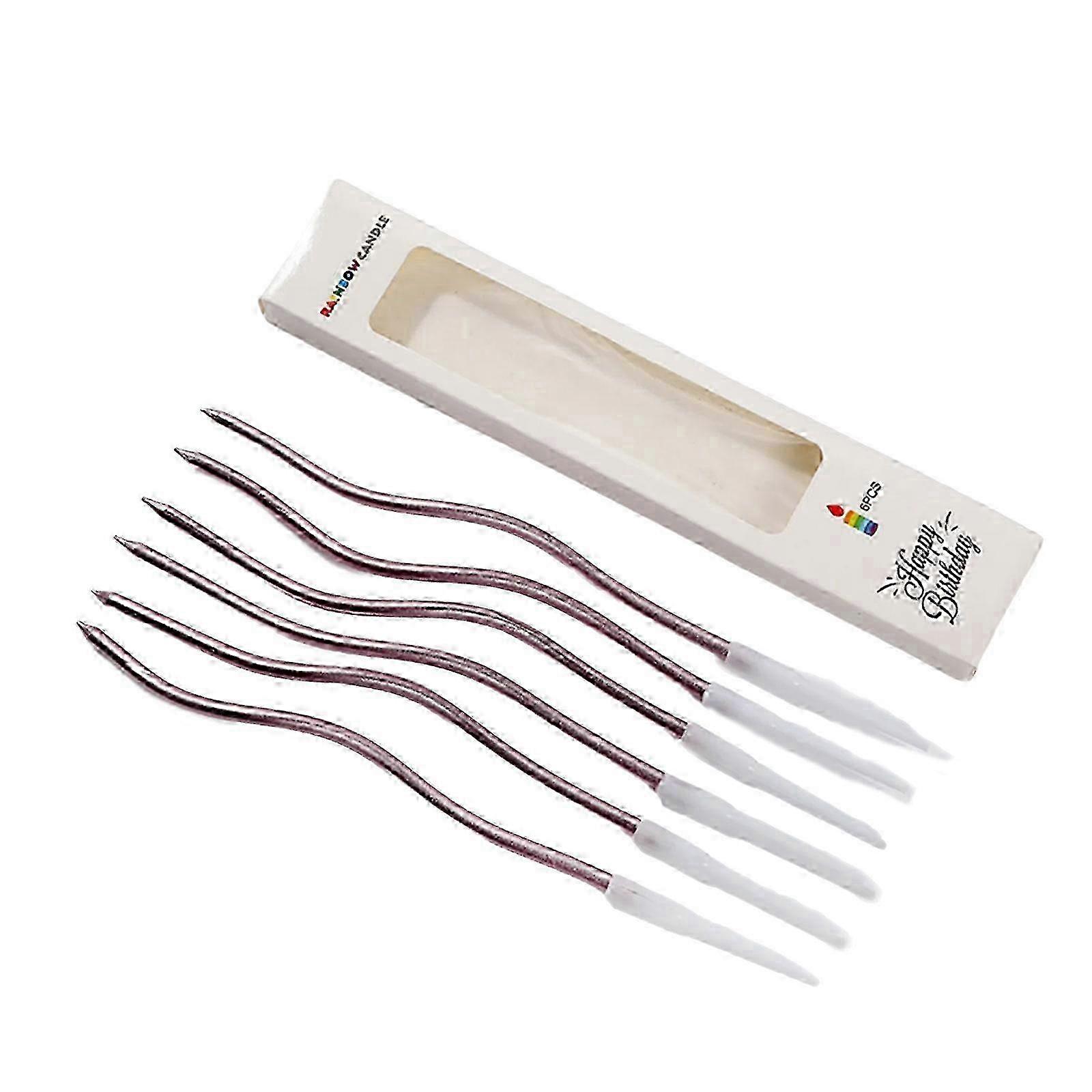 6Pcs Elegant Curved Cake Candle Adornment in Multiple Plated Color for Stylish Birthday and Event Decorations