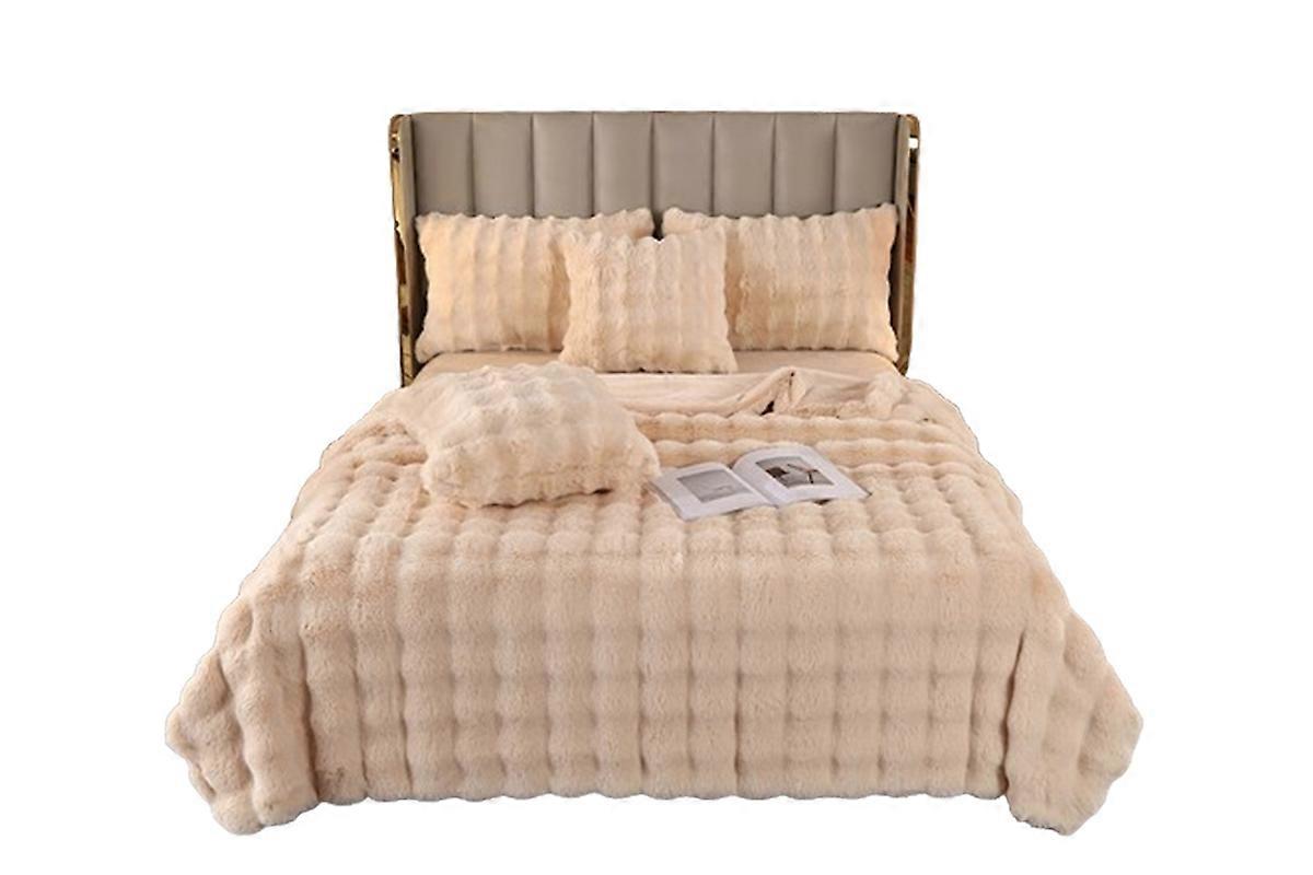 Super Soft Faux Fur Throw Blanket Solid Double-Sided Fuzzy Shaggy Blanket