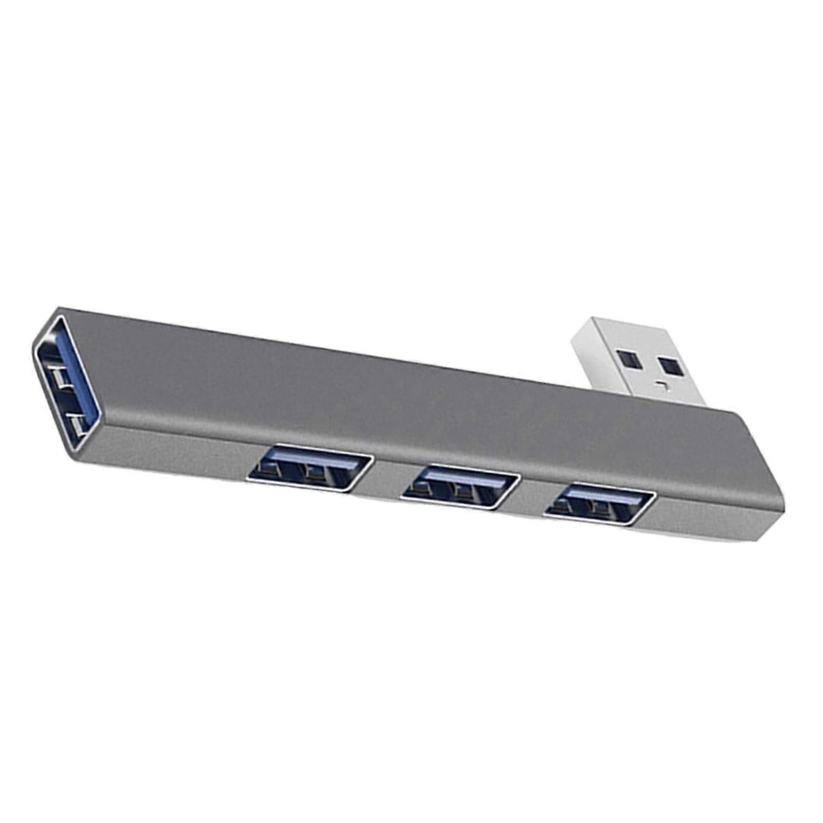 Right Angle Aluminum USB Hubs 4 Port USB3.0 Type C and USB2.0 Simultaneous Device Connection Spaces Efficient Design Multicolor