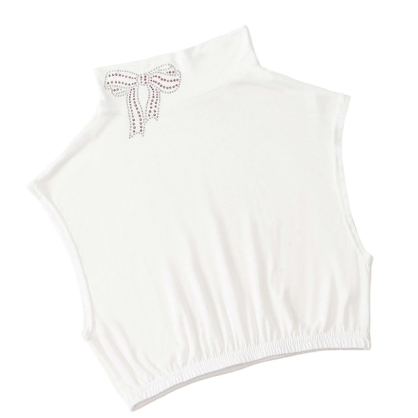 Stylish Clip On Faux Collar With Dazzling Rhinestones Accent Seamlessly Transition From Work To Event  White