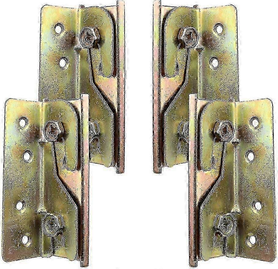 Set Of 4 Rust Resistant Mortiseless Bed Rail Mounting Brackets With Screws