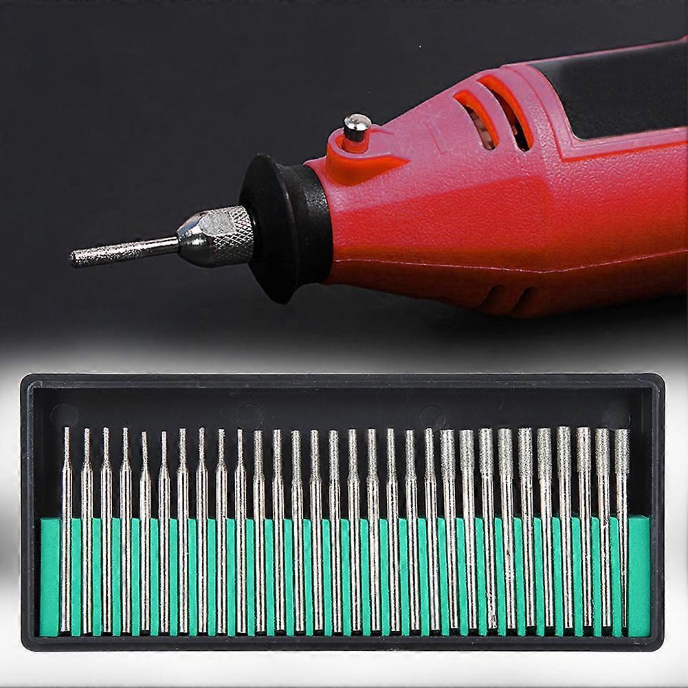 30PCs Diamond Needle Sanding Tool Set Carving Accessory Grinder Head Cylindrical 1 / 2 / 3mm