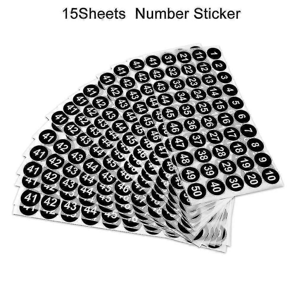 15Sheets Number Sticker 1 To 50 Self Adhesive Waterproof Label Diy Pvc Universal