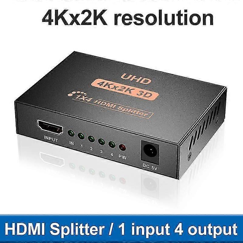 4K HDMI Splitter Switcher 1 In 4 Out 1080P Video Display Converter HDMI-compatible Video Switch Box Screen Duplicate Amplifier for HDTV DVD PS3/4 Xbox