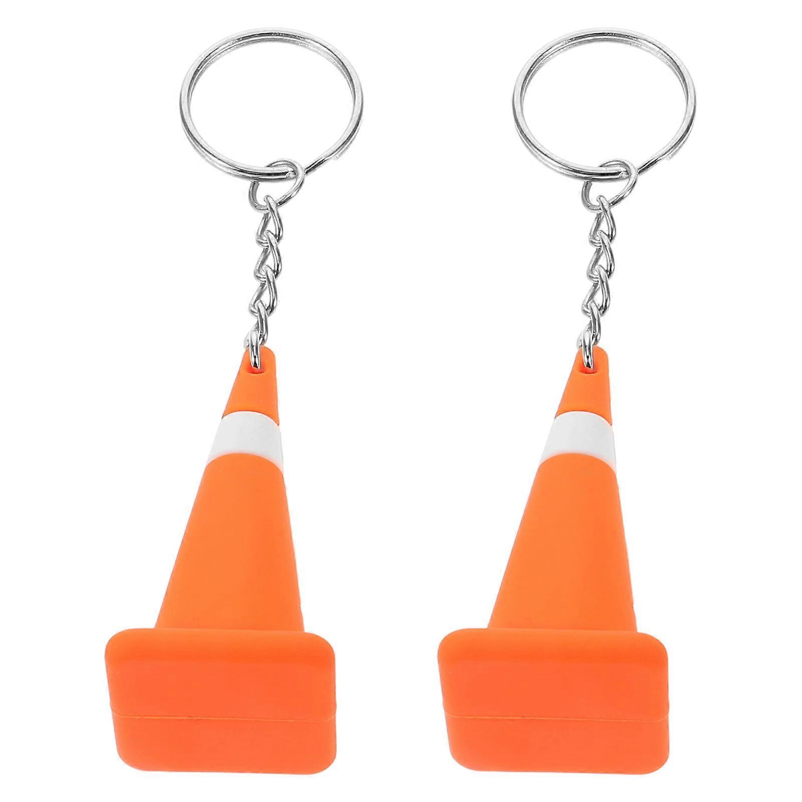 Mini Traffic Cone Keychain Orange Cone Key Ring with 2Pcs for Construction