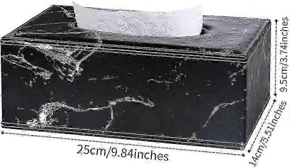 Rectangular Leather Tissue Box (Black Marble)