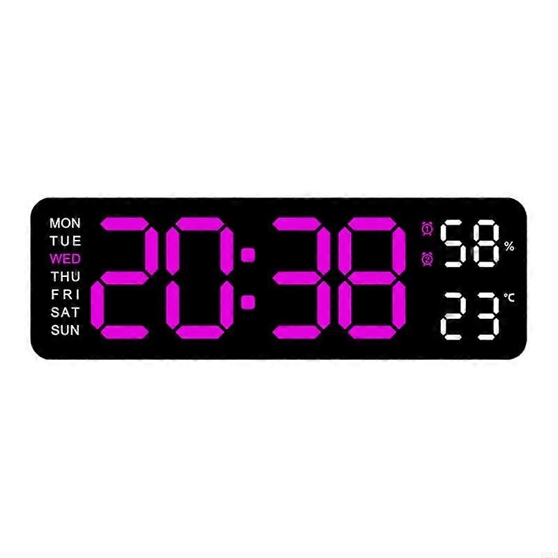 62KD Large Digital Wall Clock 9Inch LED Alarm Clock Big Screen Calendar Temperature