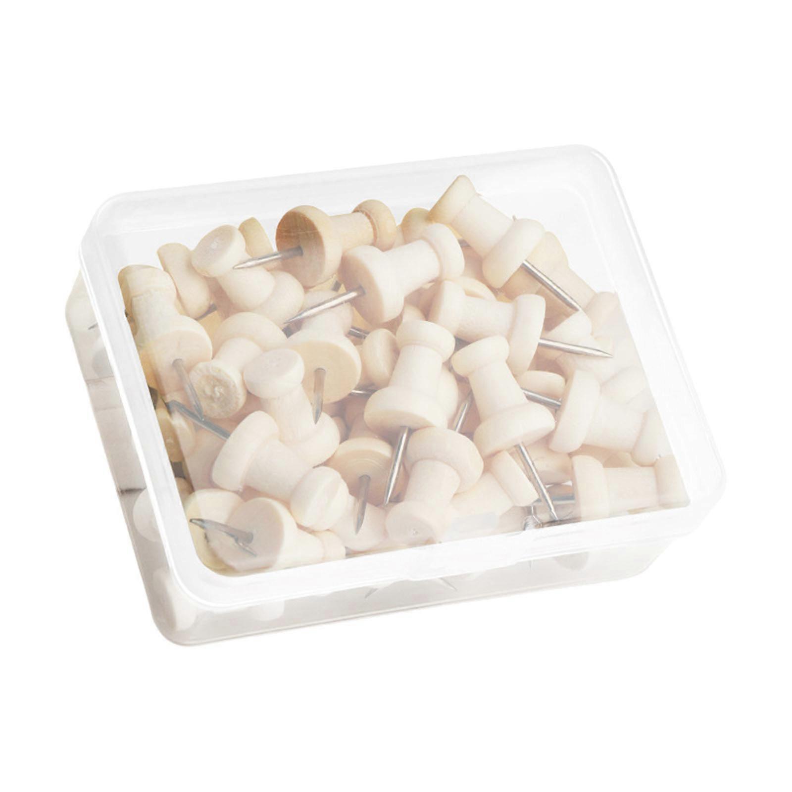 Wooden Shape Push Pins, Small Map Tacks Set with Metal Points for Bulletin Boards, Fabric Marking and Picture Hanging Multicolor