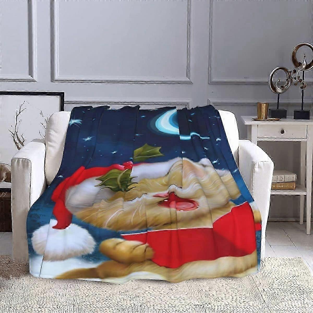 Vánoční deka, Deka se vzorem vánočního stromu, chlapec, děvče, deka, vhodné na piknik, cestování, pohovka