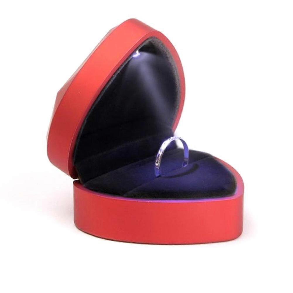 Heart Shape LED Light Ring Holder Box Proposal Wedding Band Display Storage Case