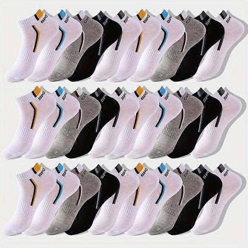 Lot de 10/20/30 paires de chaussettes de cheville légères et respirantes en maille pour hommes - Chaussettes invisibles d'été pour le sport, couleurs assorties, style décontracté chic.