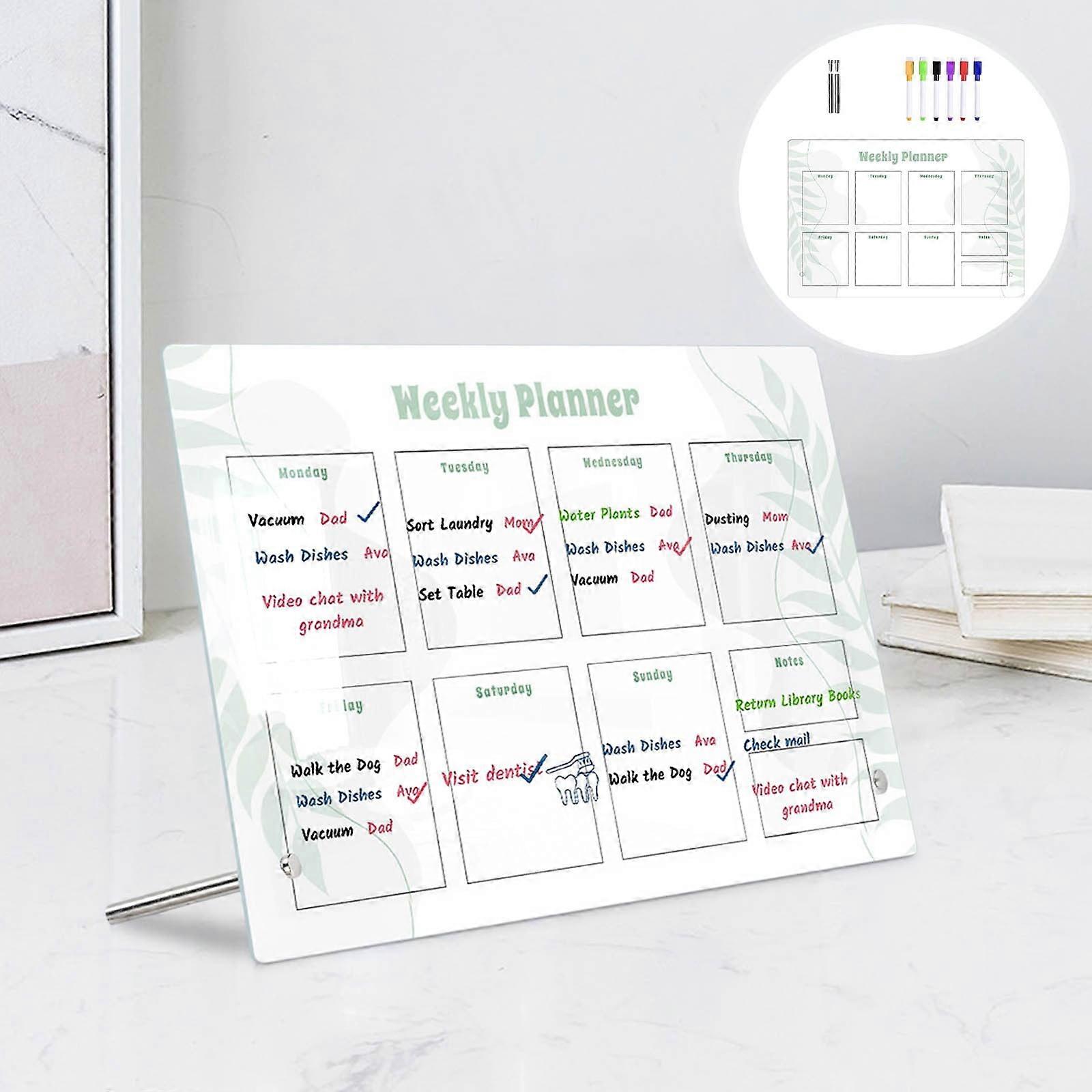 YiFudd Crylic Desktop Week Plan Memo Board Erasable Transparent Message Writing Board Memo Reminder Display Board/3ml Marker