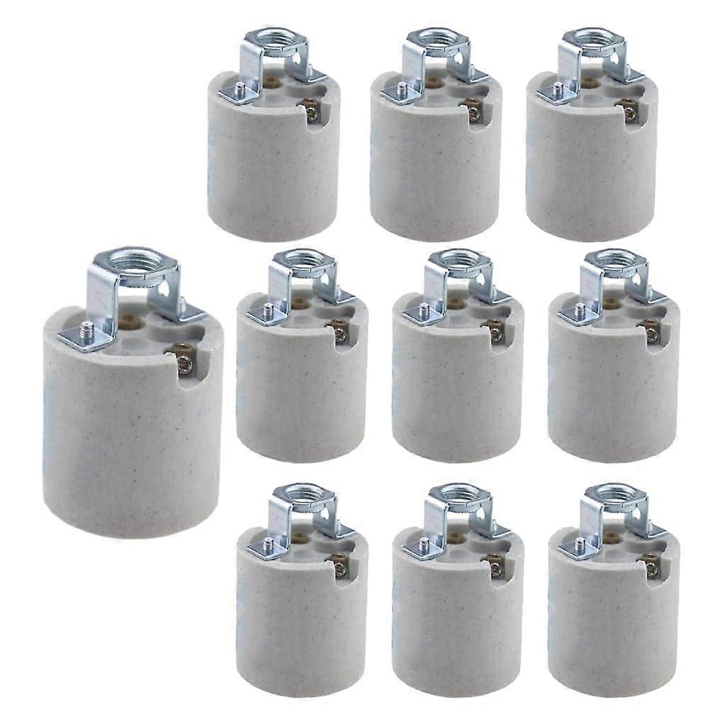 Standard Size Ceramic Screw Base Socket E26 Bulb Holder 10 Pack Without Wire For Hot Light Bulbs Medium Base