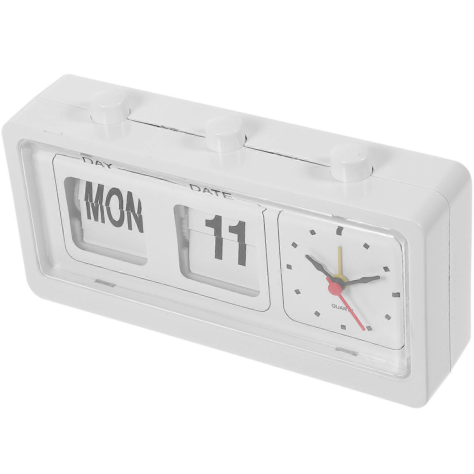 Home Use Time Clock Manual Control Date Week Time Display Alarm Clock Simple Fashion Clock - Without Batteries (White)