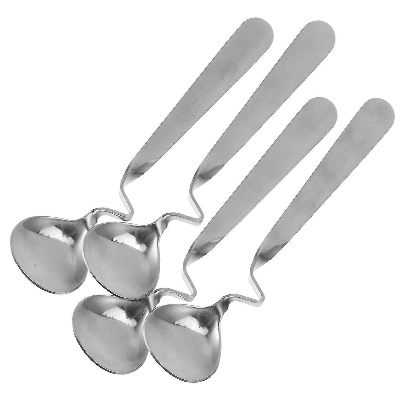 Coffee Spoons Curving Handle Bar Use Silver 4Pcs