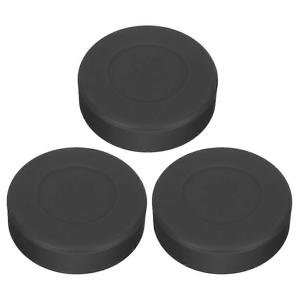 Ice Hockey Pucks Training Set 3Pcs with Reusable Mesh Bag for Indoor and Outdoor Practice in Black Durable Rubber Material