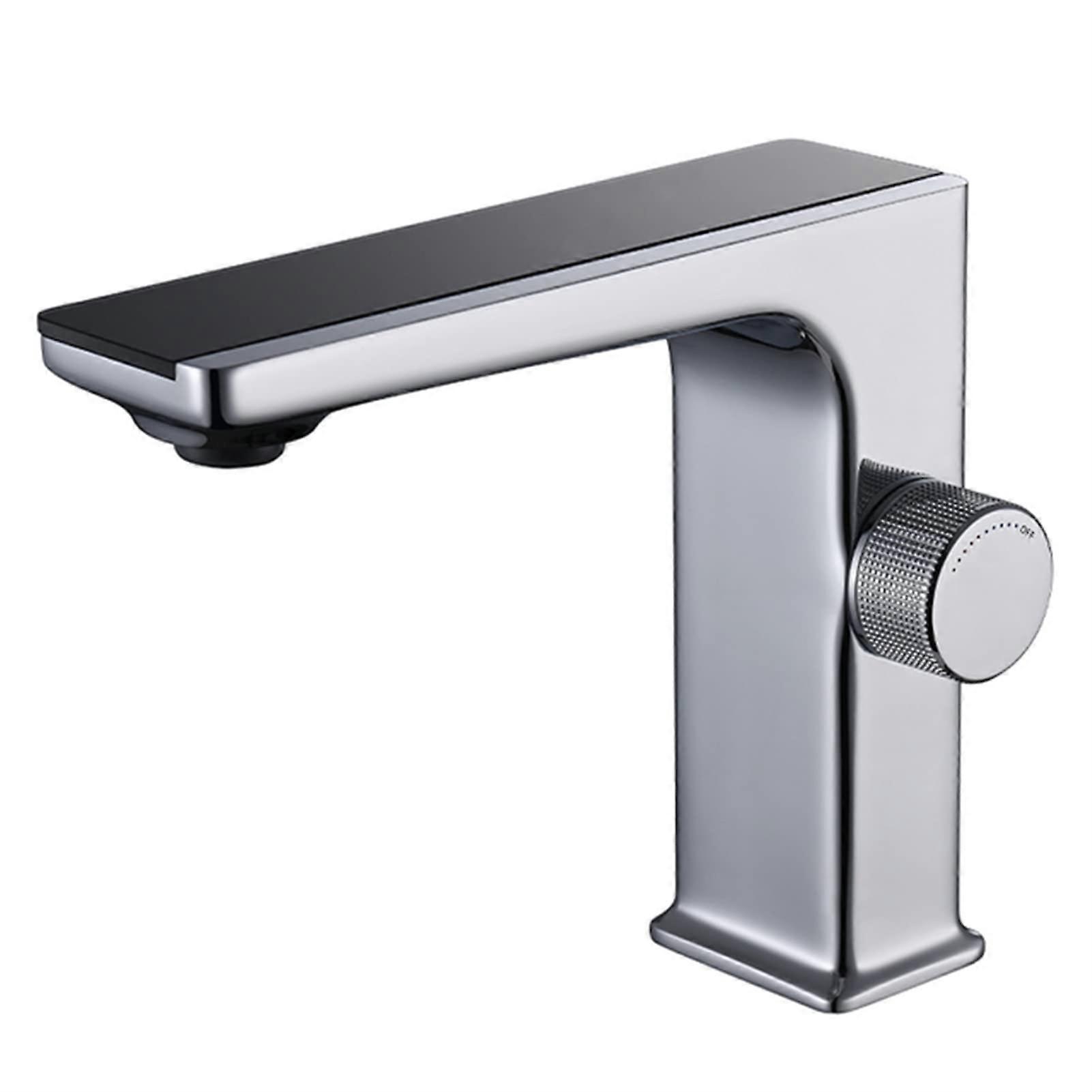 Bathroom Faucet with Brass Basin Mixer, Hot and Cold Water Tap, Single Handle Deck Mount, Temperature Display Chrome