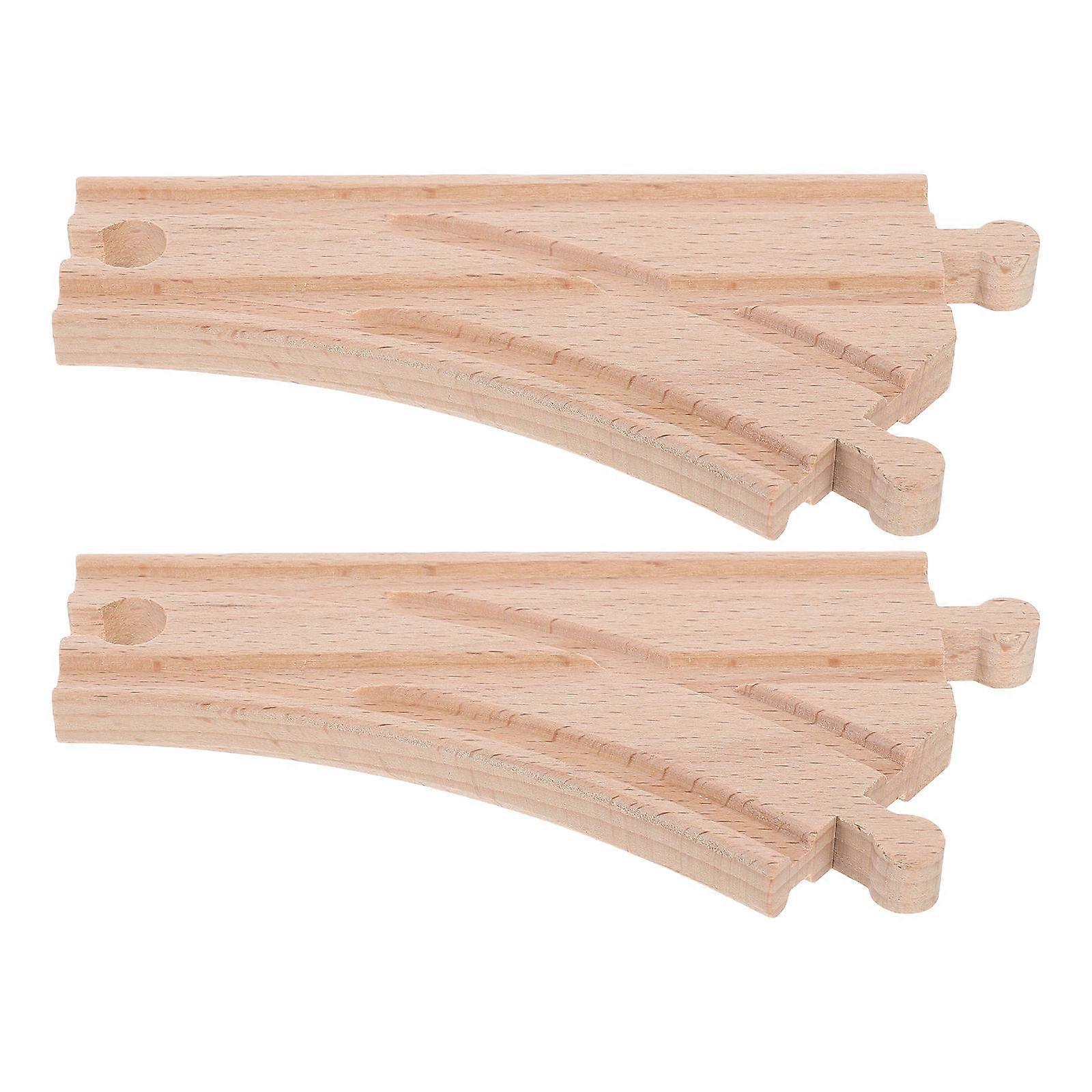 Wood Fire Train Track Accessories Multi-Directional Switch Tracks 2Pcs for Educational Toy