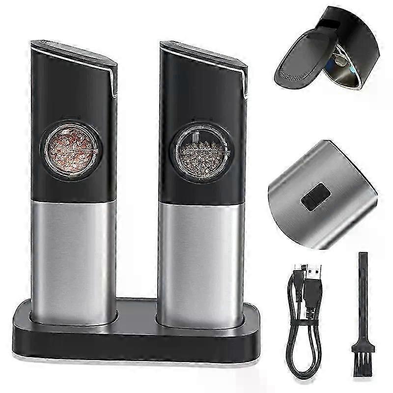 1 Set Pepper Grinder With Adjustable Coarseness USB Rechargeable Automatic Gravity Mill Grinder With Switch