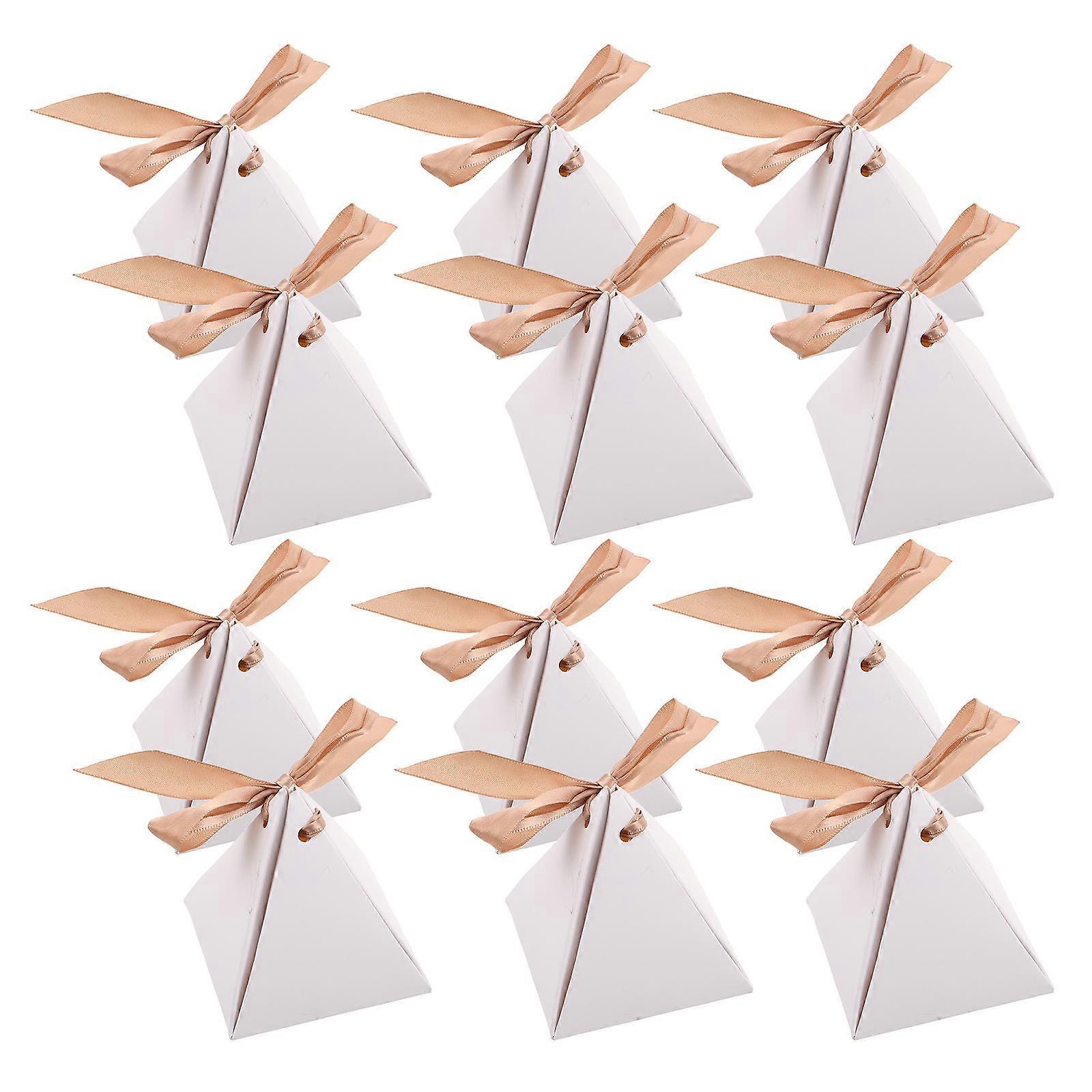 25Pcs Wedding Triangle Candy Boxes for Small Treats Paper Boxes with Ribbon