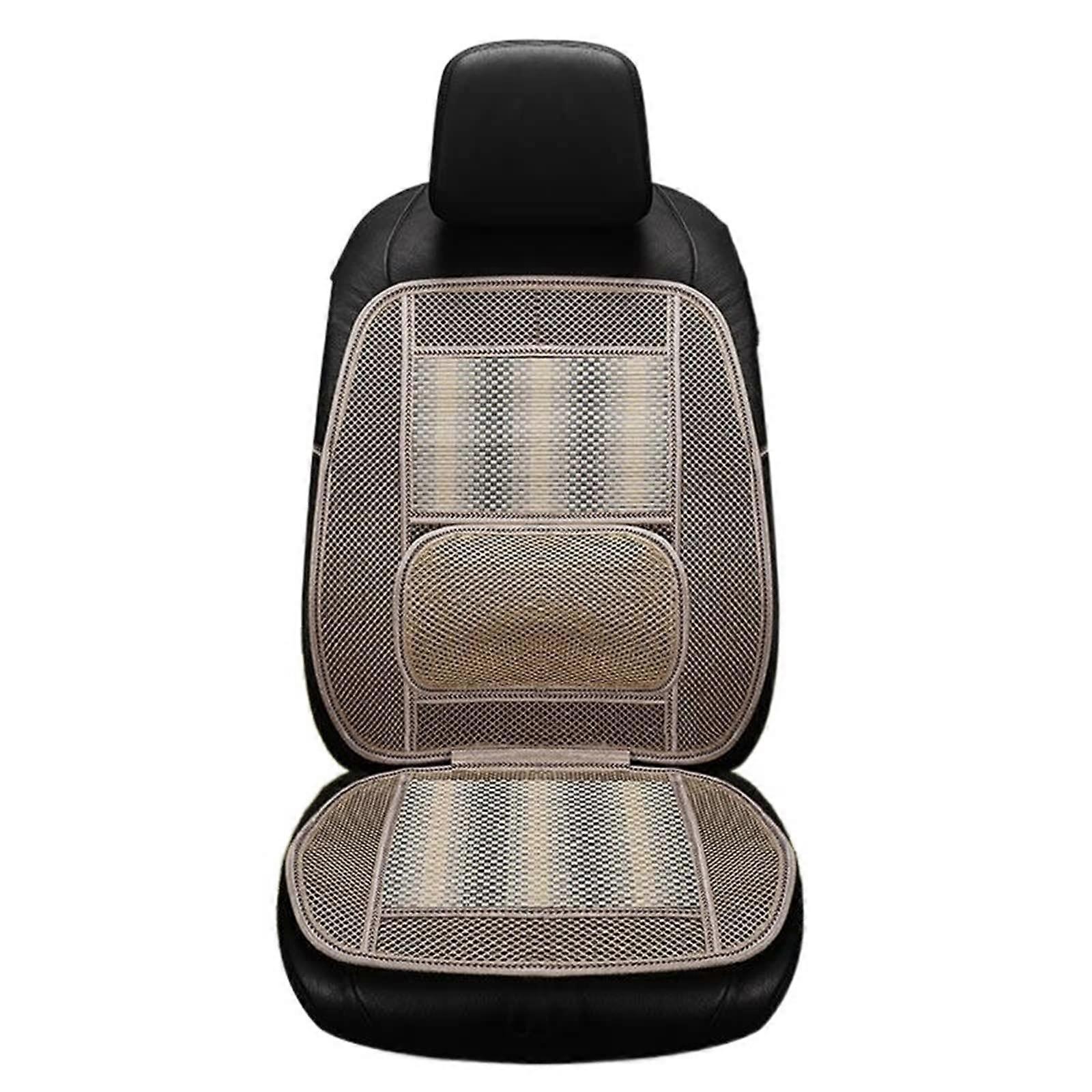 Ergonomic Bamboo Car Seat Cushion with Cooling Surface and Wire Mesh Lumbar Support for Back Pain