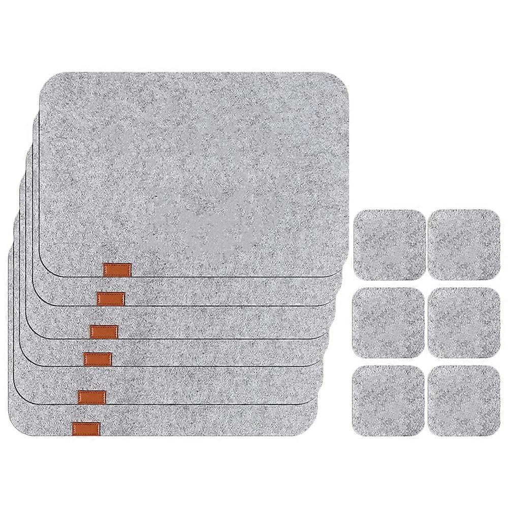 Felt Placemat Grey Simple Practical Heat Insulation Mat with 36Pcs Set