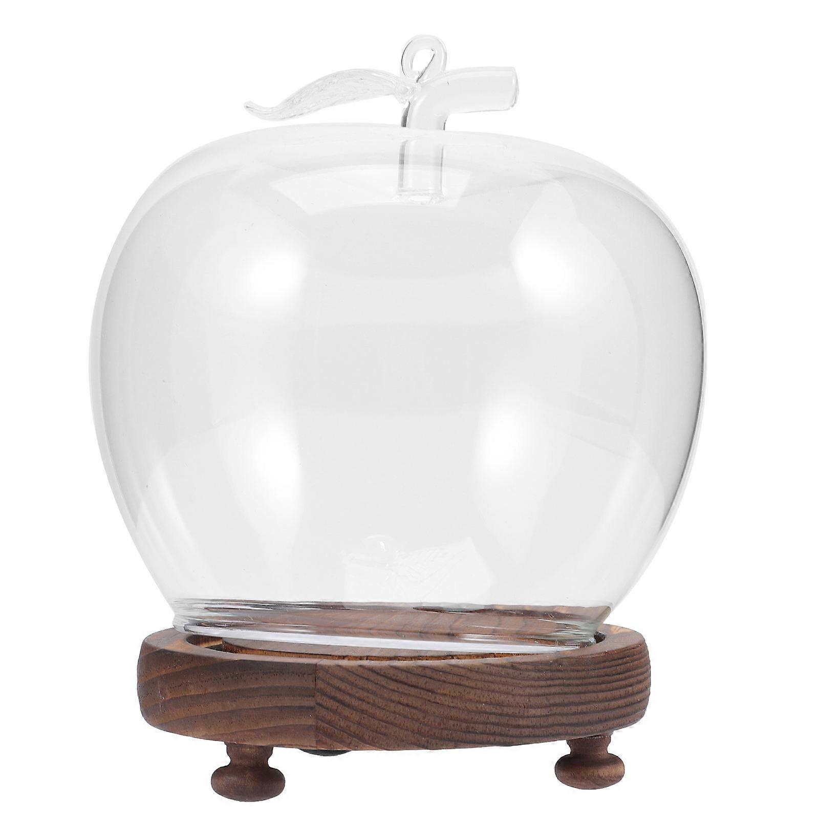 Clear Glass Dome Apple Shape for Storage Use 2Pcs with Luminous Base