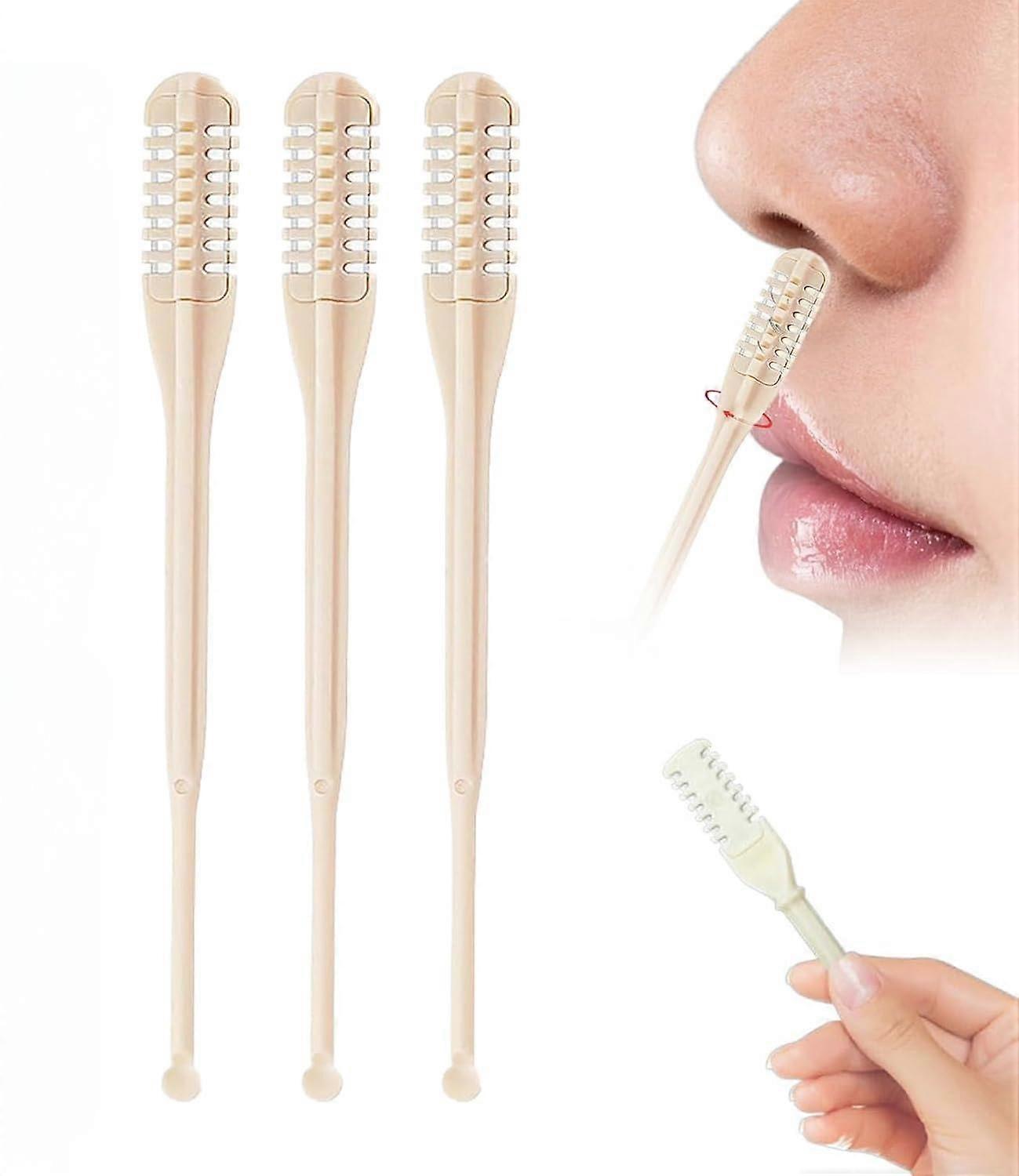 3PCS Nose Hair Trimmer with 360° Rotation, Manual Nose Hair Remover for Men and Women, Travel Size