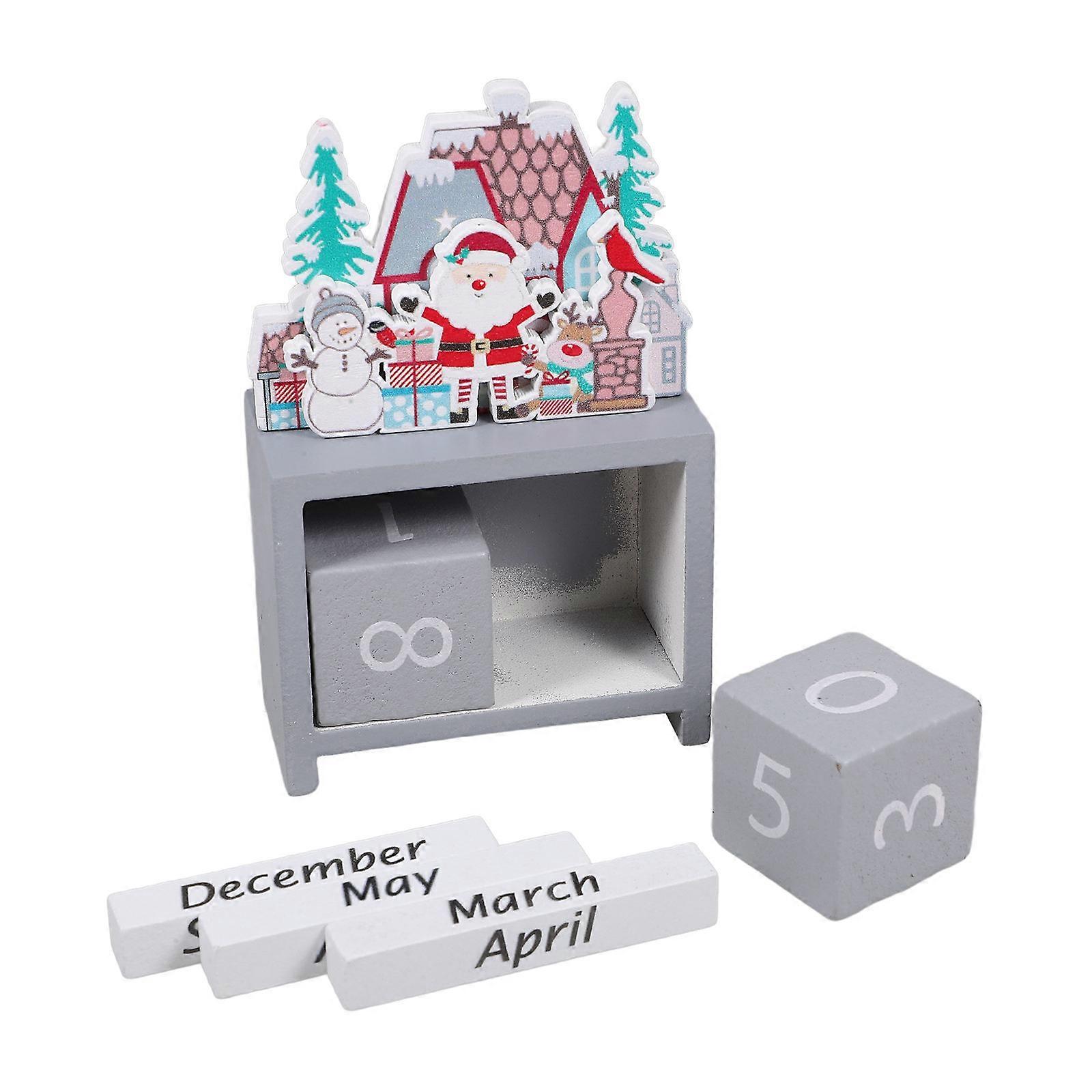 Wood Calendar Christmas Advent Calendar for Decoration 1Set Tabletop