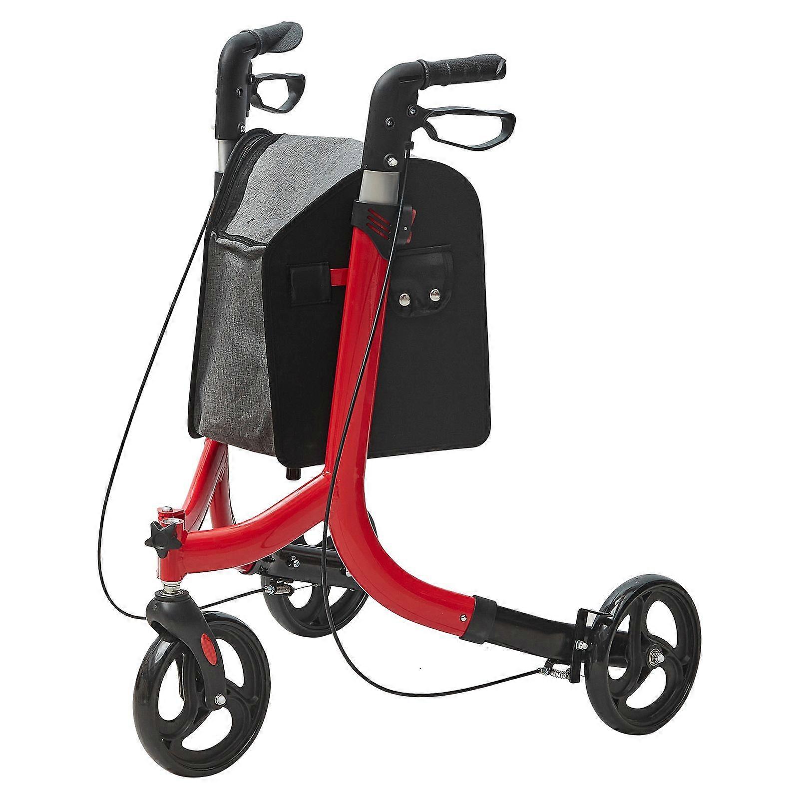 3 Wheels Rollator Walker for Seniors, Lightweight Aluminum Foldable Rolling Walker with Adjustable Handle