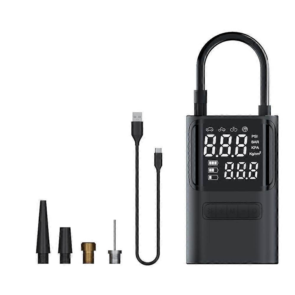 Portable Tire Inflator with LED Light and Auto Stop, Cordless Air Compressor for Car, Bike, Balls