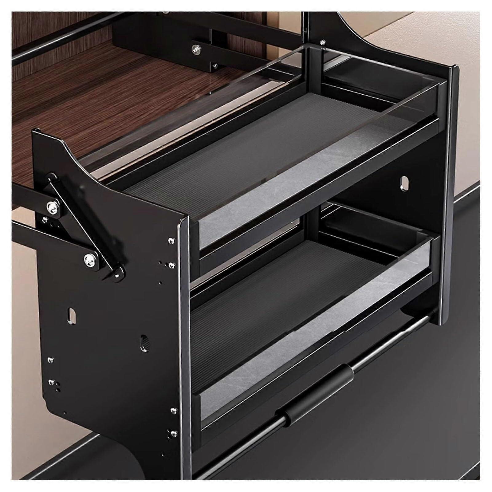 Pull Down Cabinet Organizer with Adjustable Height Shelf, SpaceSaving Storage for Kitchen, Bar, Cafe