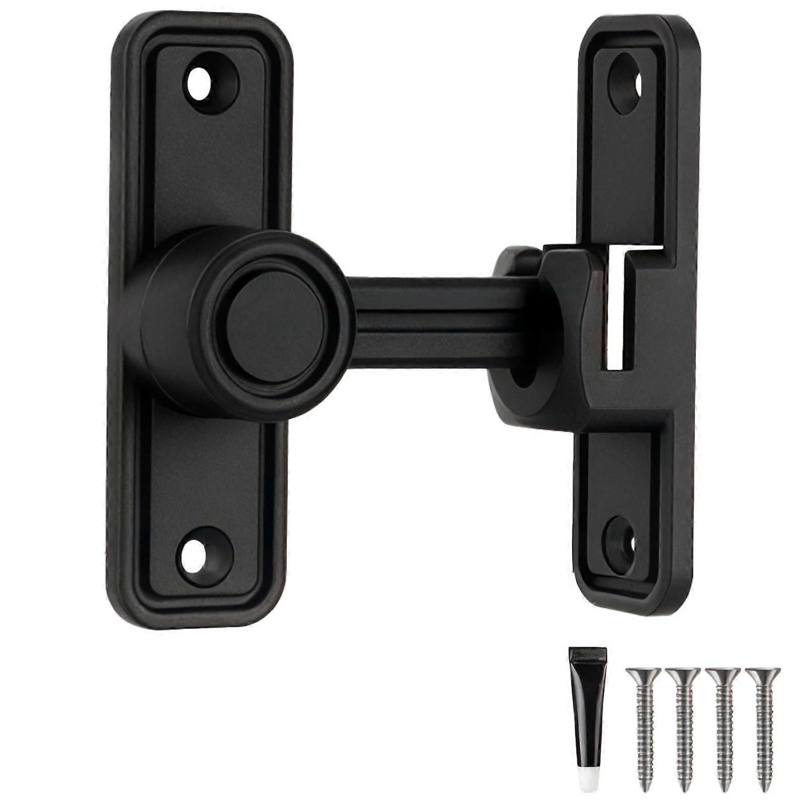 Black Sliding Barn Door Lock Kit, Adjustable Flip Latch, Drill OneFlip Security