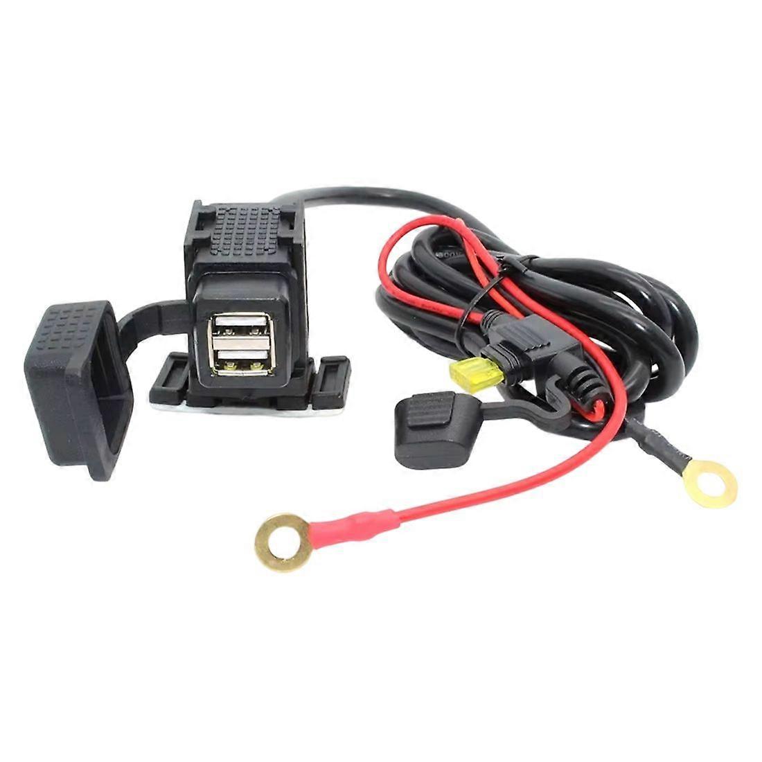 Waterproof Motorcycle USB Charger Kit 4.2A Dual USB Port Socket Fuse O Ring Connector for Smartphon