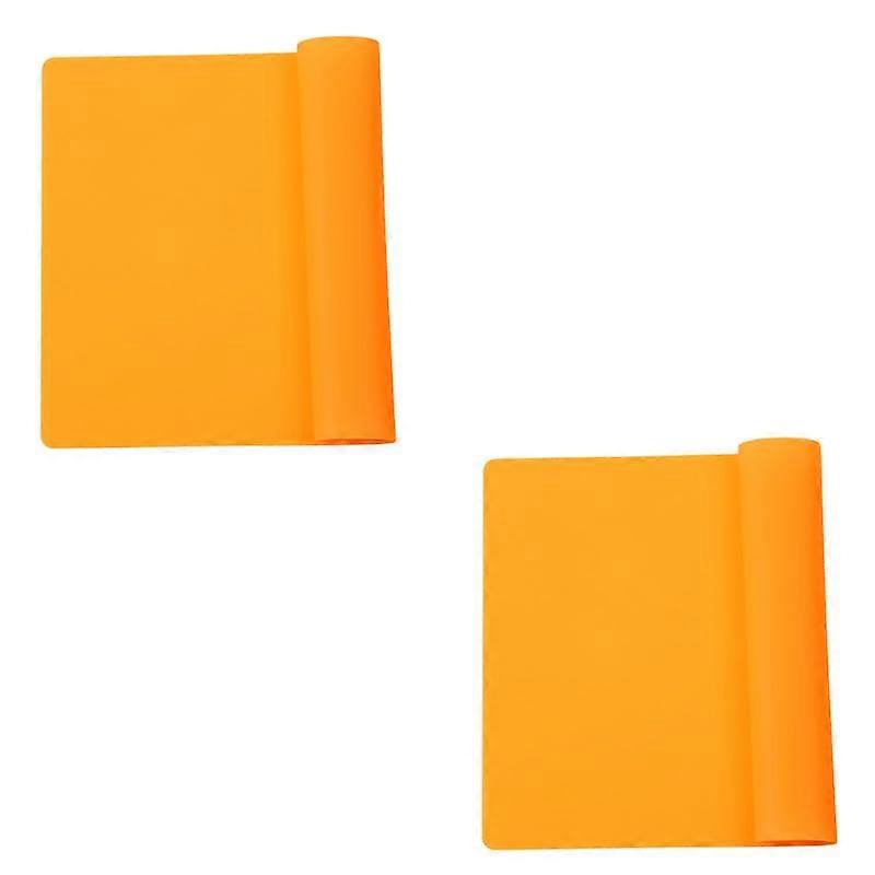2PCS NonSlip Silicone Placemats Heat Resistant Waterproof Table Mats for Dining Kitchen Orange