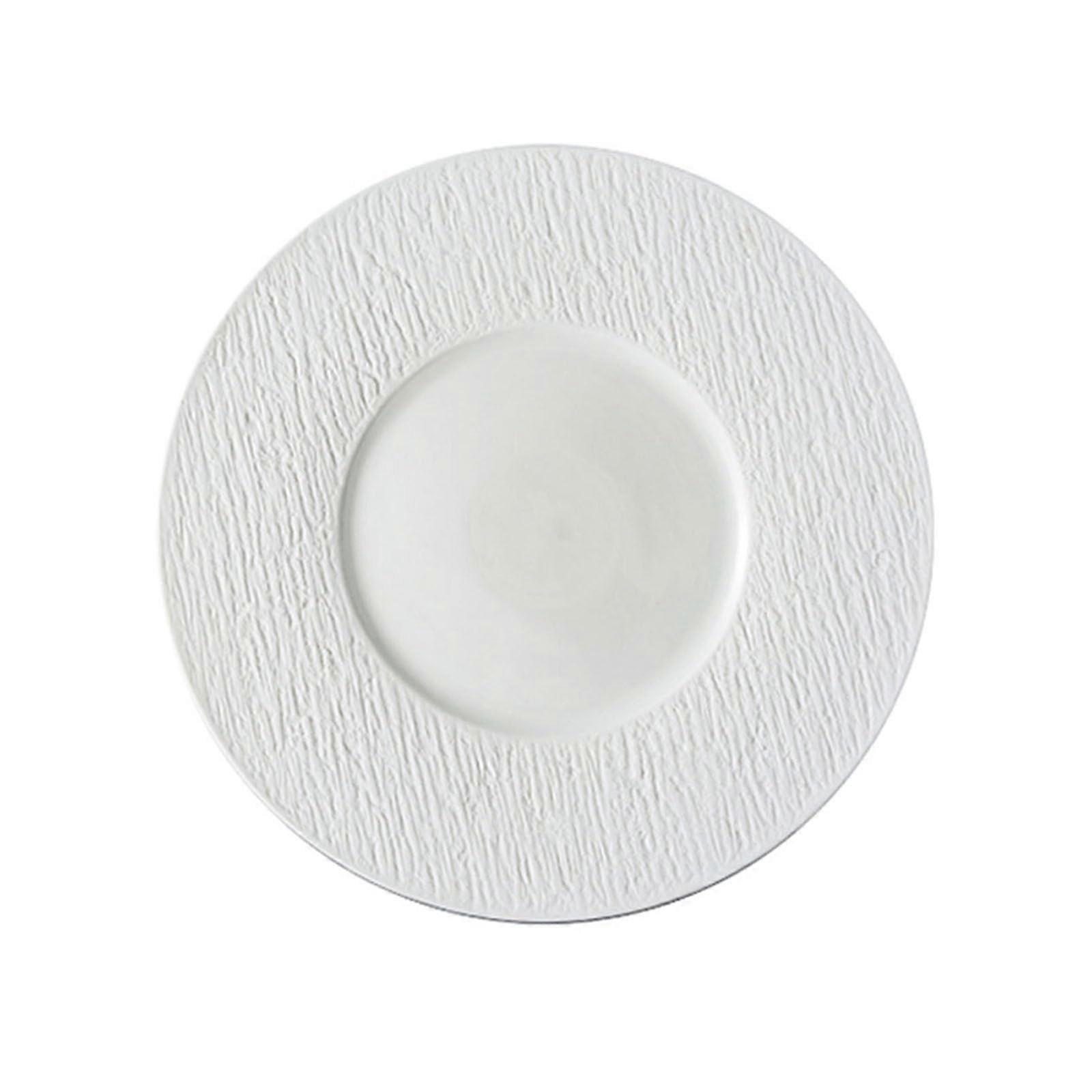 Ceramic Dinner Plate White Round Scratch Resistant Microwave Dishwasher Safe Modern Design 27cm