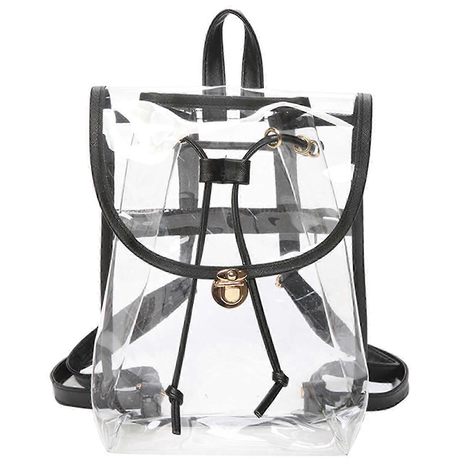 Stadium Approved Backpack Student School Backpack PVC Backpack All-matching Backpack See Through Backpack Clear Backpack Black Color 26-27s