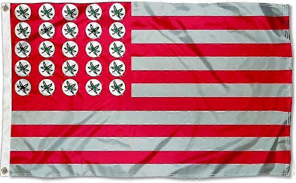 Ohio State Buckeyes Buckeye Leaf And Stripes Flag Uu 0533