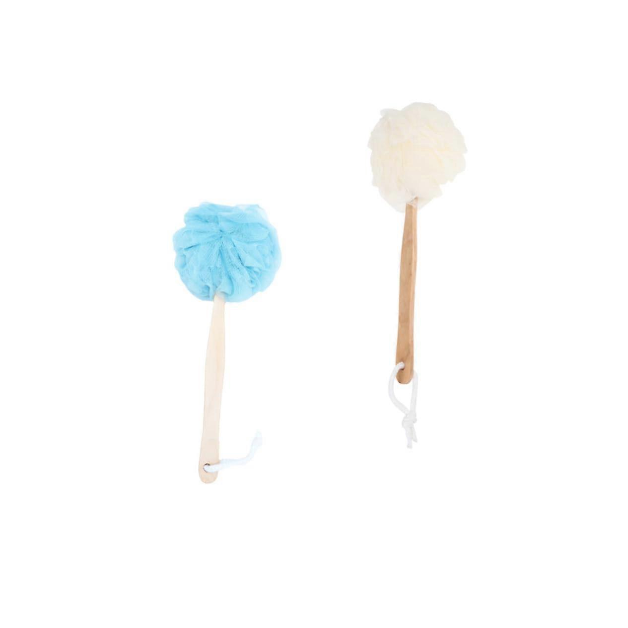 Long Handle Bath Sponge Back Scrubber for Gentle Exfoliation and Shower, 2pcs Soft Nylon