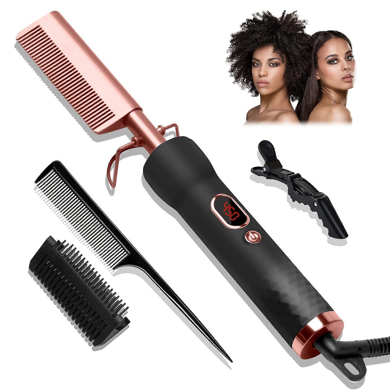 Electric Hot Comb for Wigs with Precise Temperature Control, Ionic Teeth, 450°F for Black Hair
