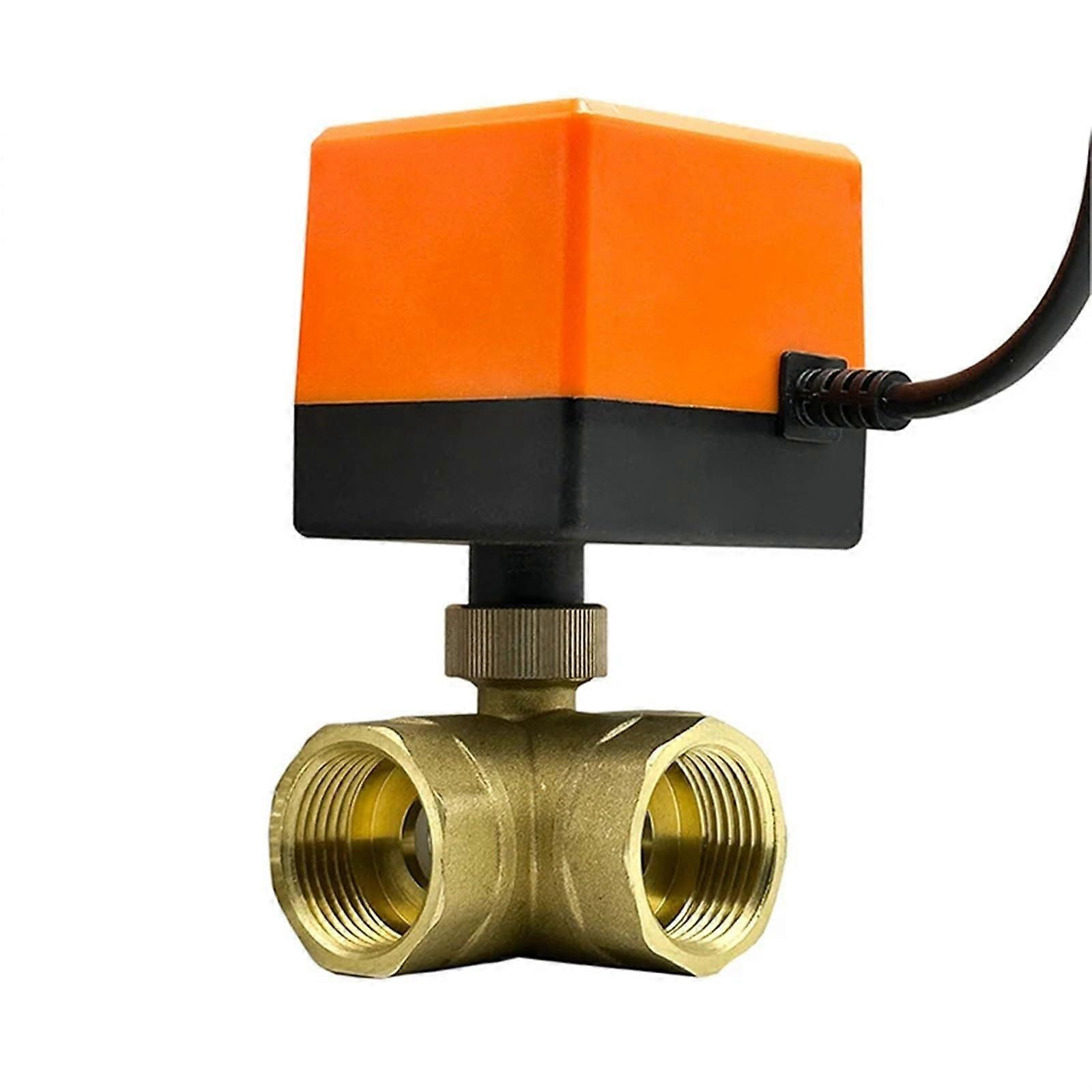 Motorized Ball Valve 24VDC Brass ThreeWay Flow Easy Electric Control 3Wire for Water Systems