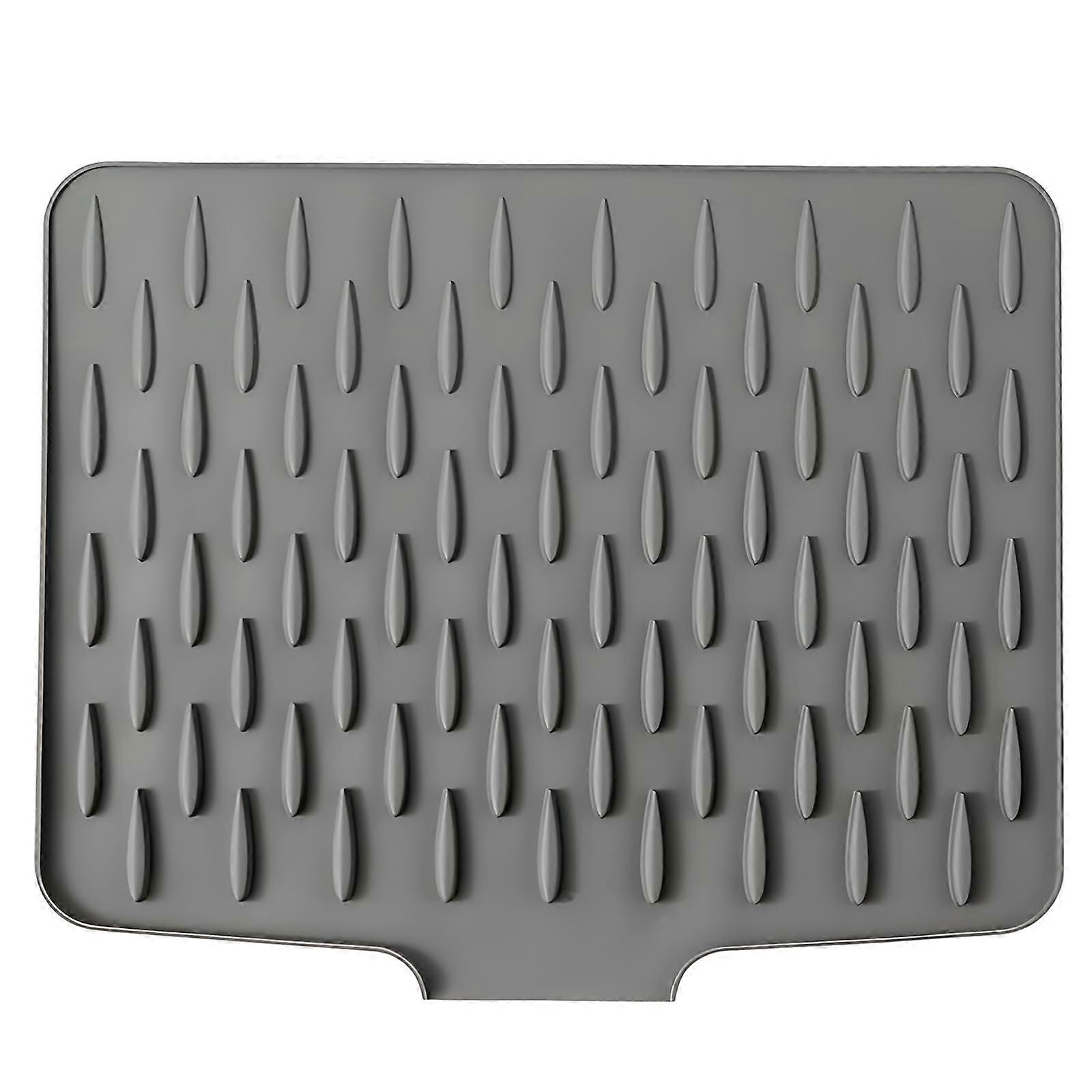 Silicone Dish Drying Mat with Drainage Lip, Heat Resistant Counter Protector for Kitchen Sink
