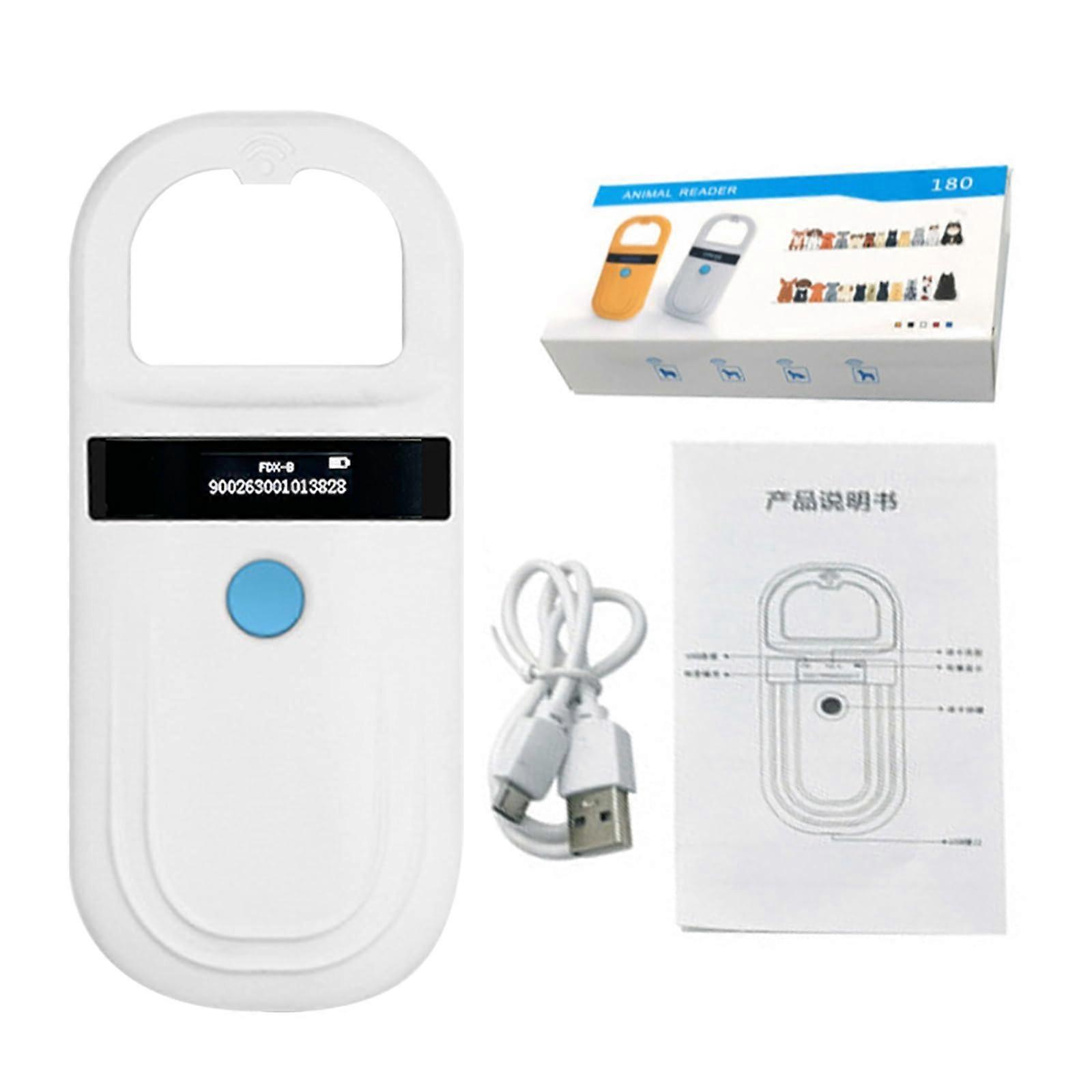 Pet Microchip Scanner RFID Animal Tag Reader with Fast Reading OLED Display ISO11784/85 PT180 White