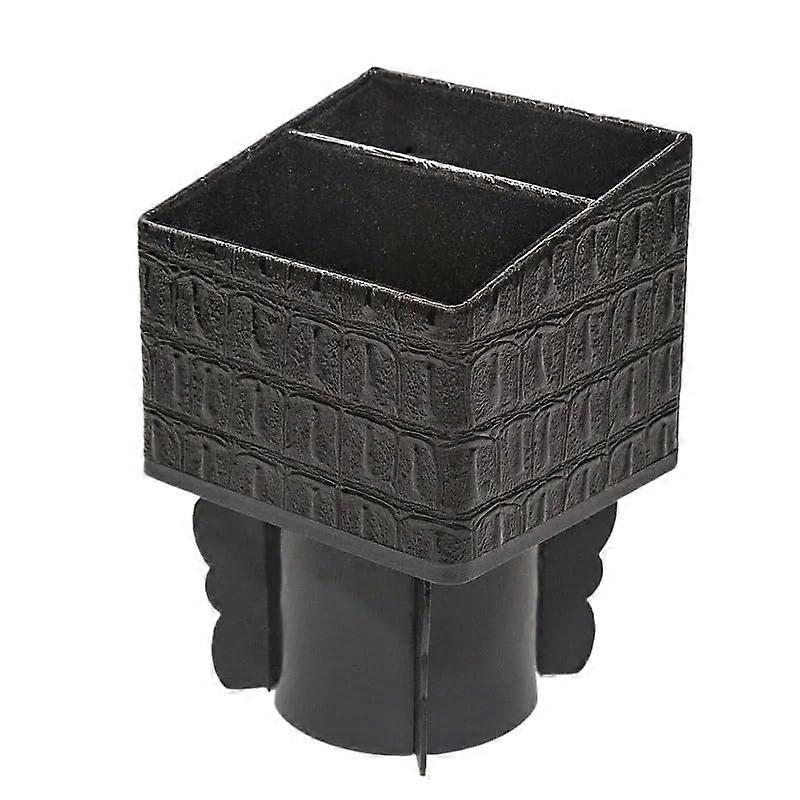 Leather Car Console Organizer with Dual Compartments Alligator Pattern Cup Holder and Coin Box